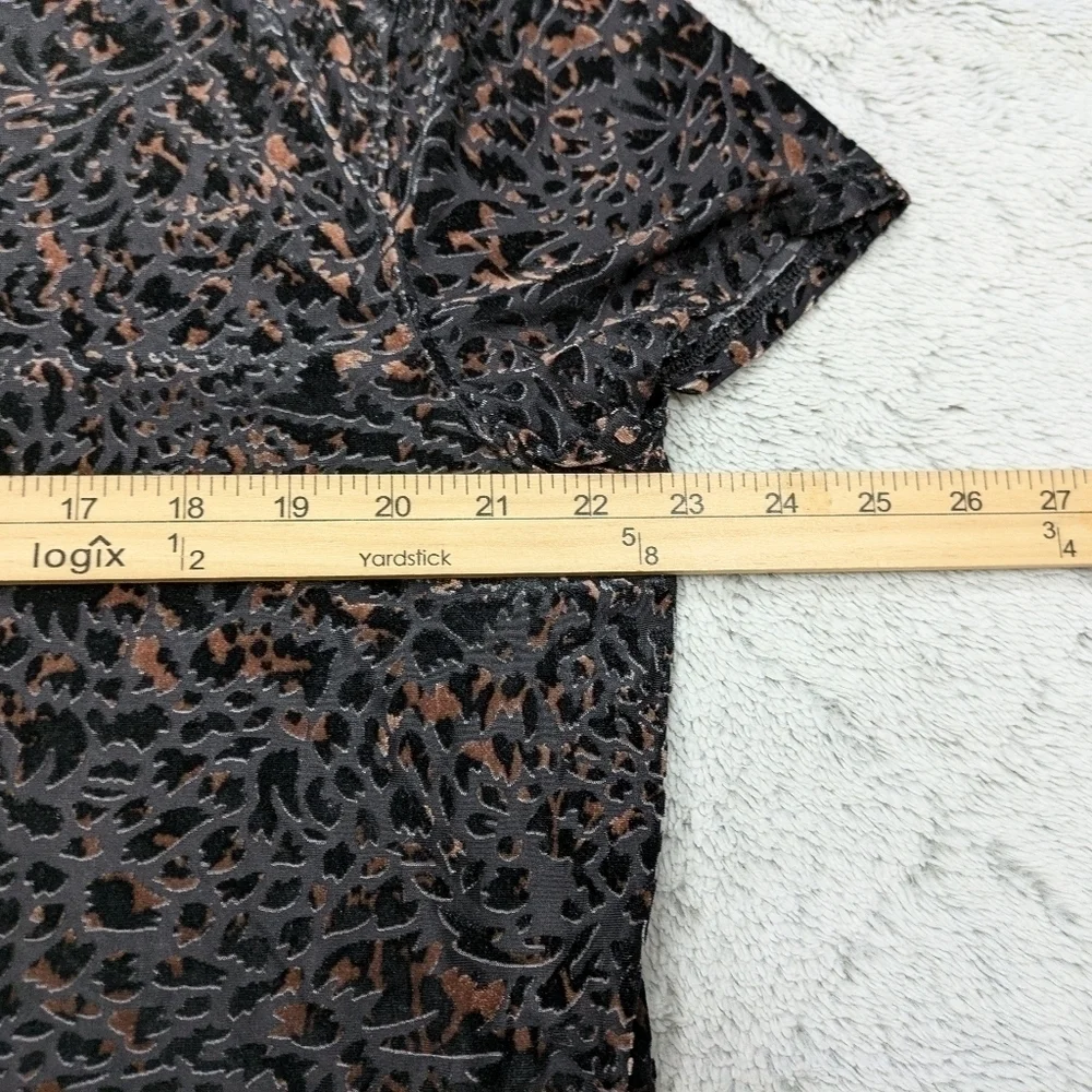 Free People Shirt Women's XS Black Cheetah Combo Teddy Velvet Boxy Top